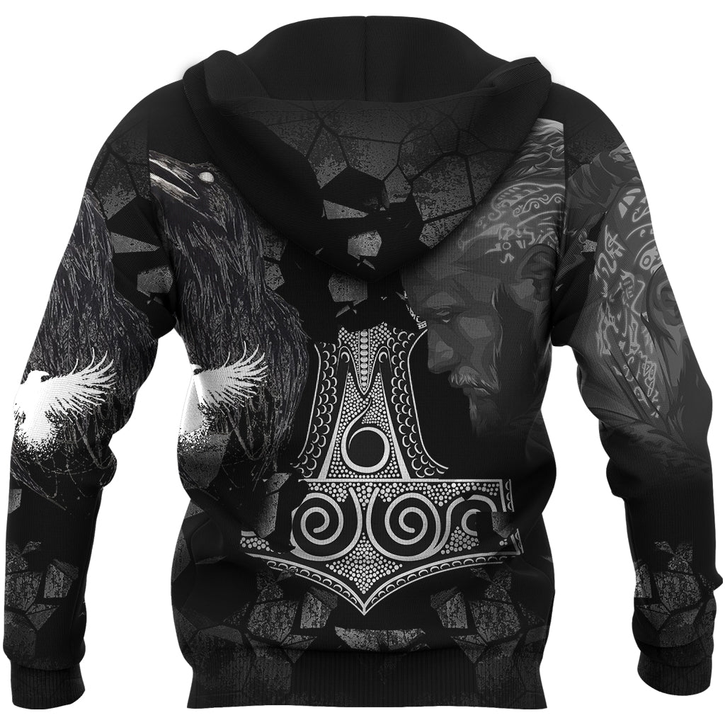 Viking Ragnar and Raven Style Mjolnir Hoodie RLT12