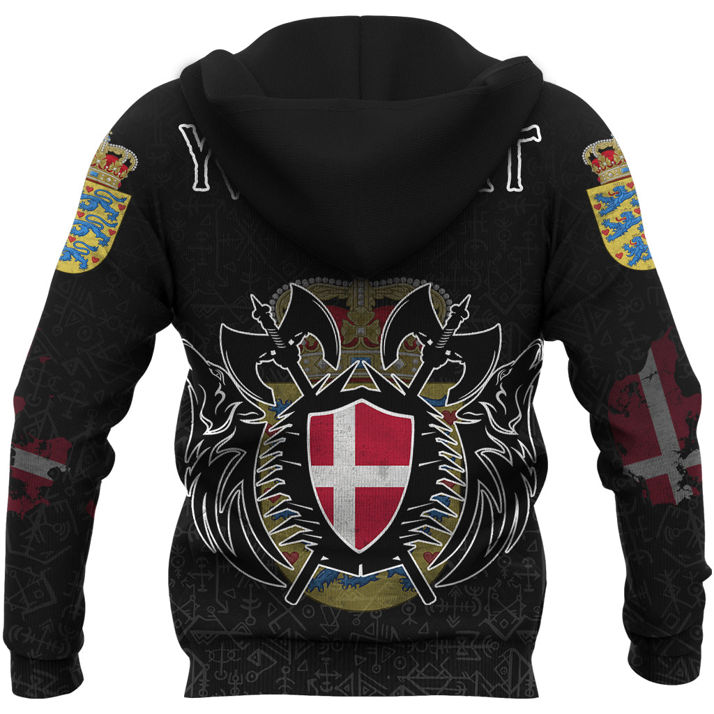 Custom Viking Denmark Flag and Map Zip Hoodiestyle Viking Geri and Freki RLT12