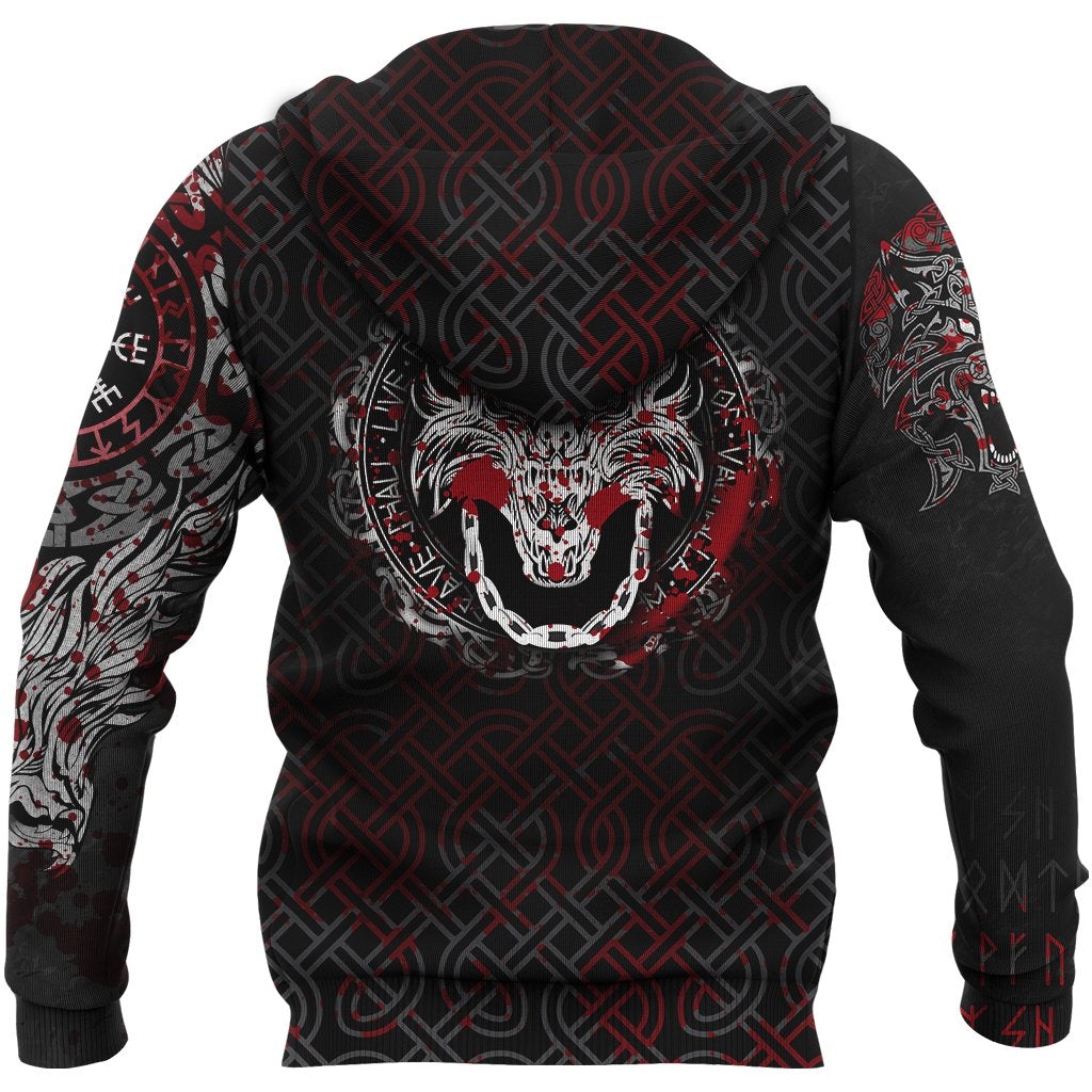 Viking Zip Hoodie - Fenrir Viking Blood 3D RLT12