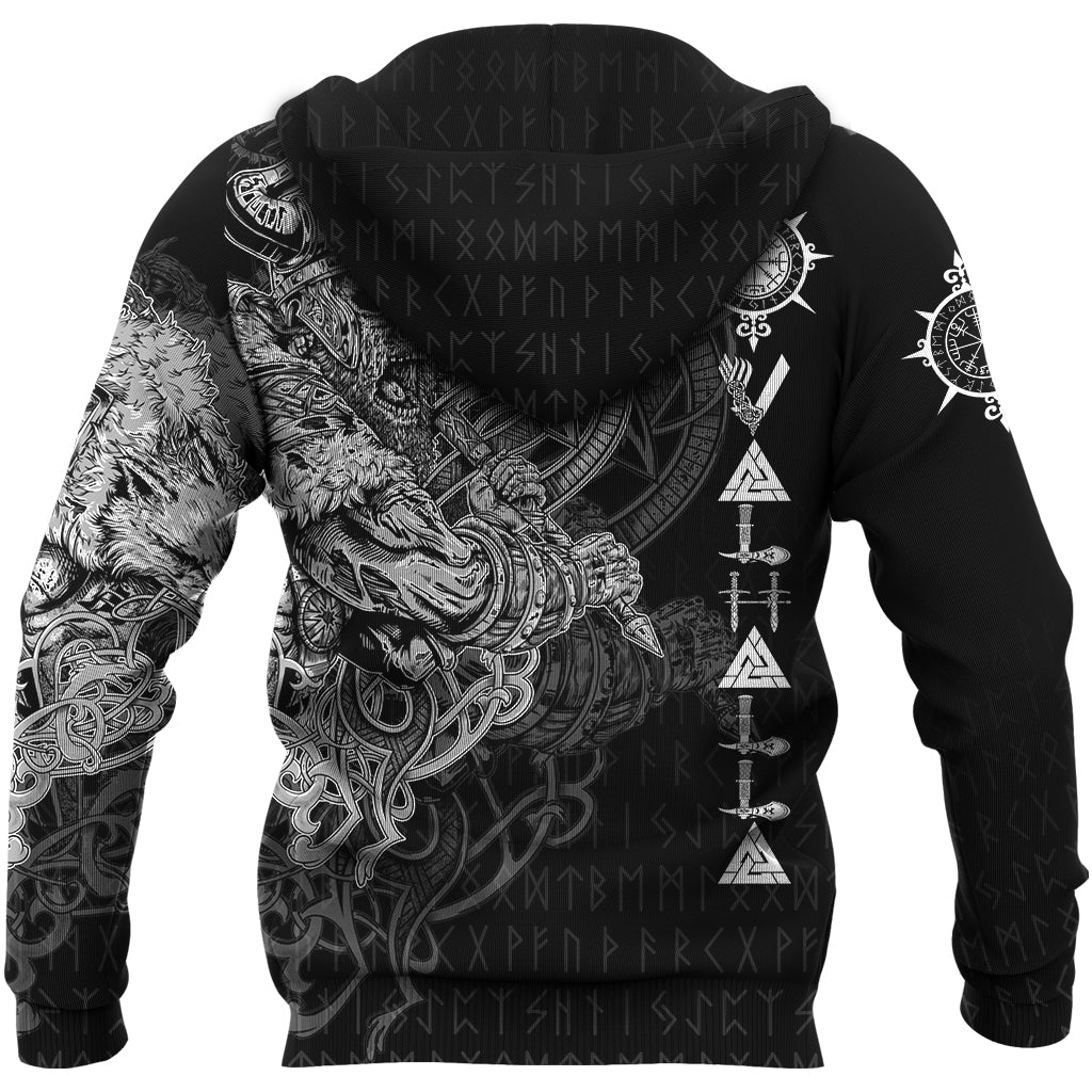 Viking Viking Warrior Valhalla ZIp Hoodie Style Vegvisir RLT12