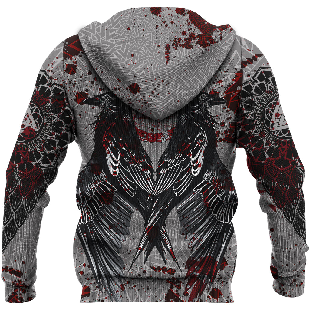 Viking Raven With Valknut Hoodie Style Blood RLT12