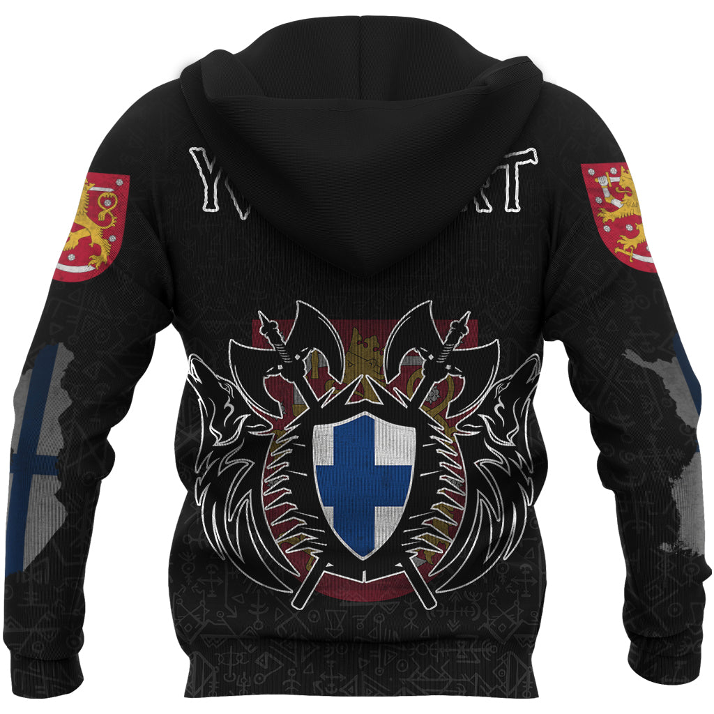 Custom Viking Finland Flag and Map Zip Hoodie style Viking Geri and Freki RLT12