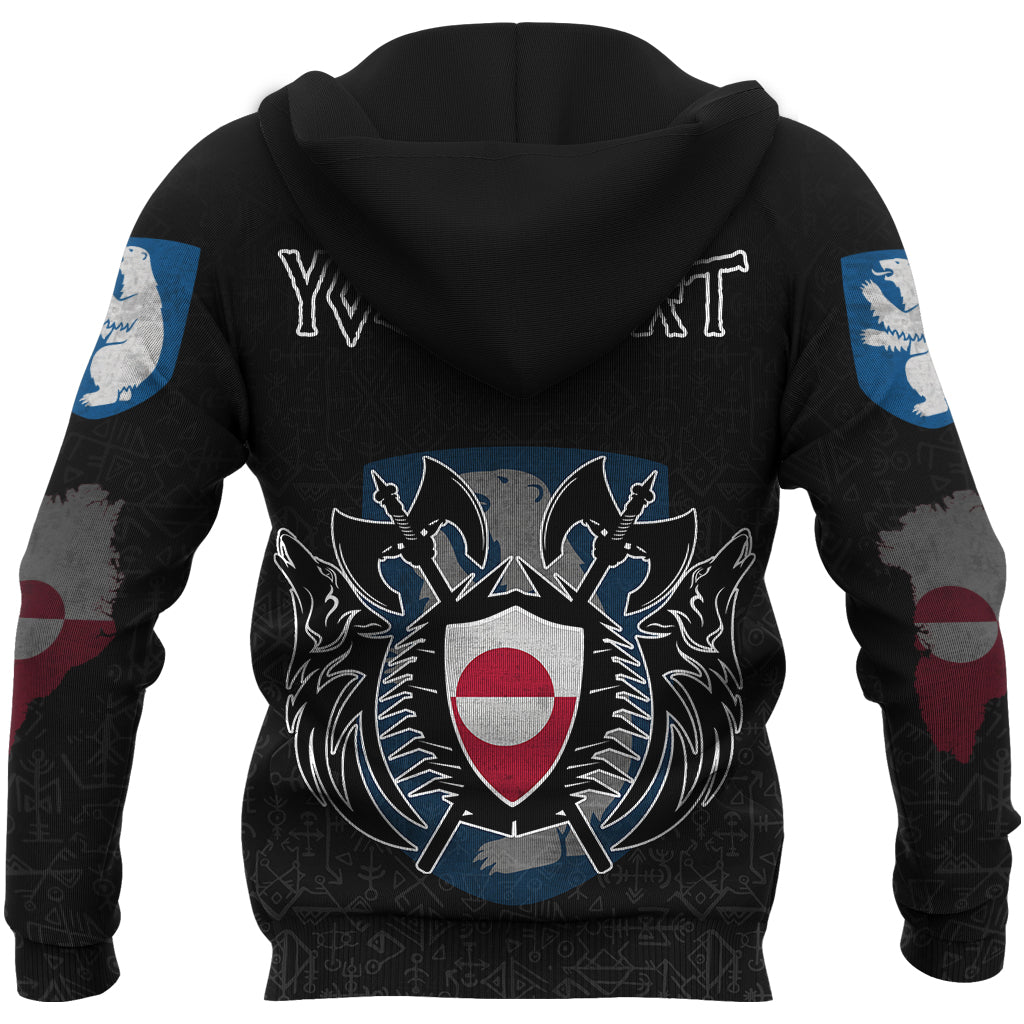 Custom Viking Greenland Flag and Map Zip Hoodie style Viking Geri and Freki RLT12