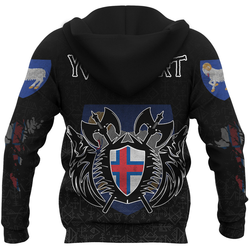 Custom Viking Faroe Islands Flag and Map Zip Hoodie style Viking Geri and Freki RLT12