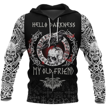 Viking Hoodie Raven and Skull RLT12
