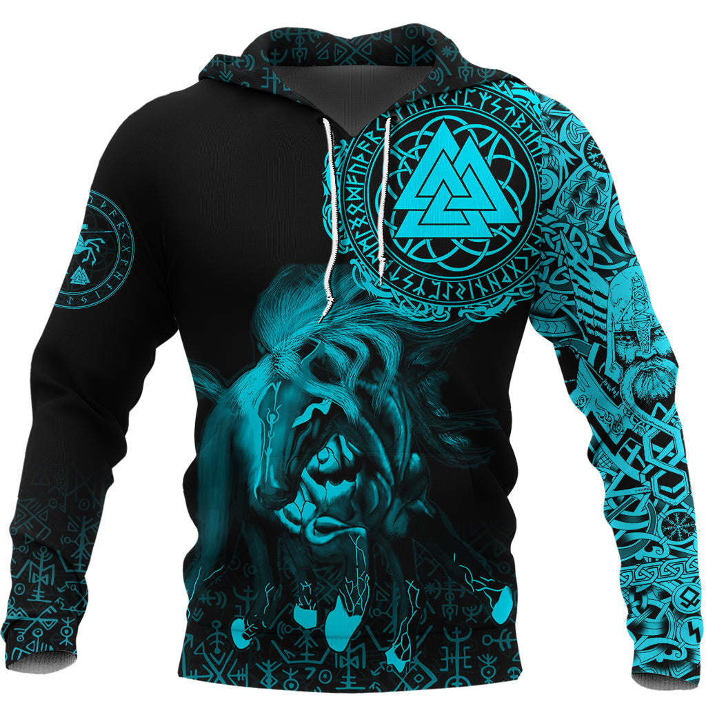 Viking Hoodie Sleipnir Odin Cyan RLT12
