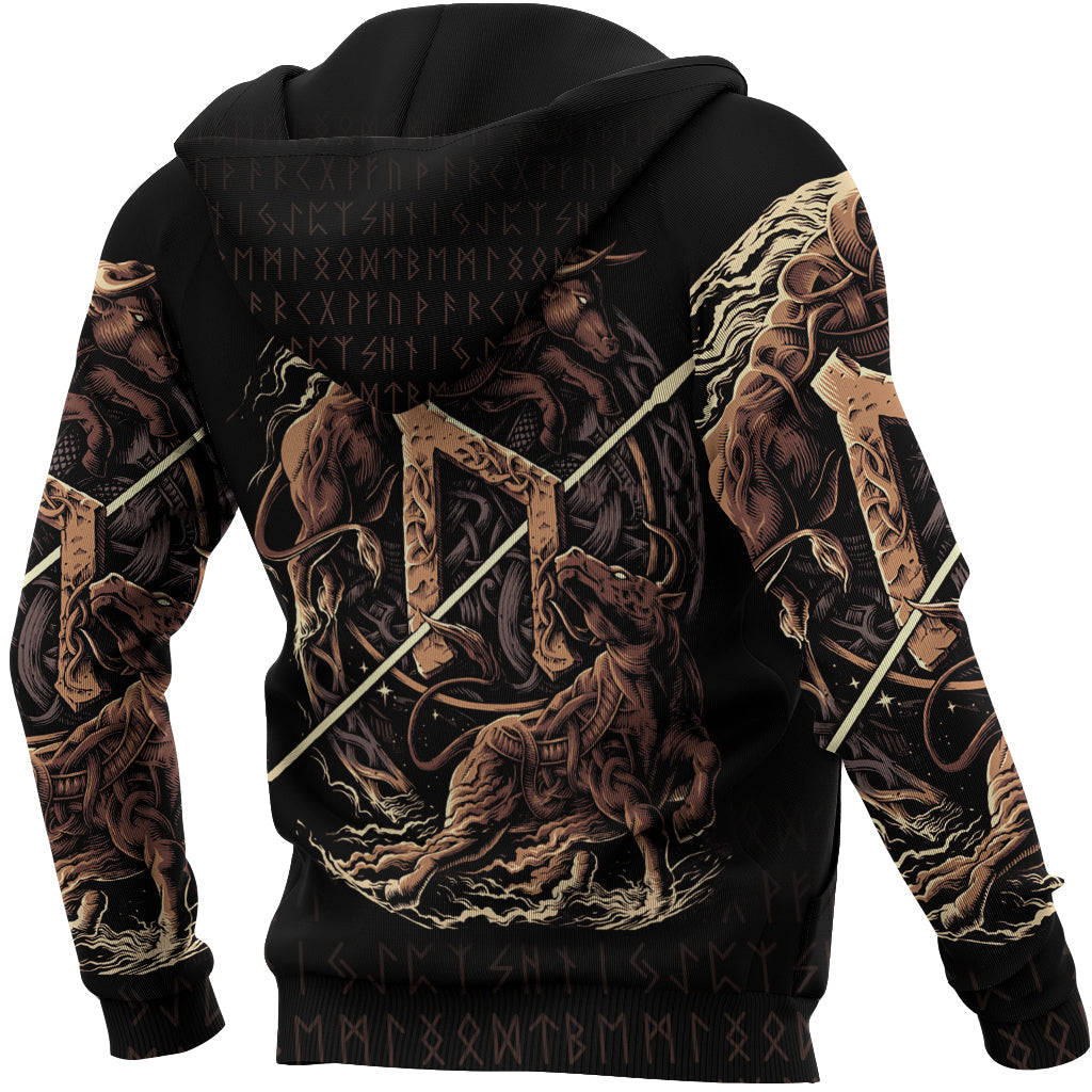 Viking Zip Hoodie - Uruz Rune RLT12