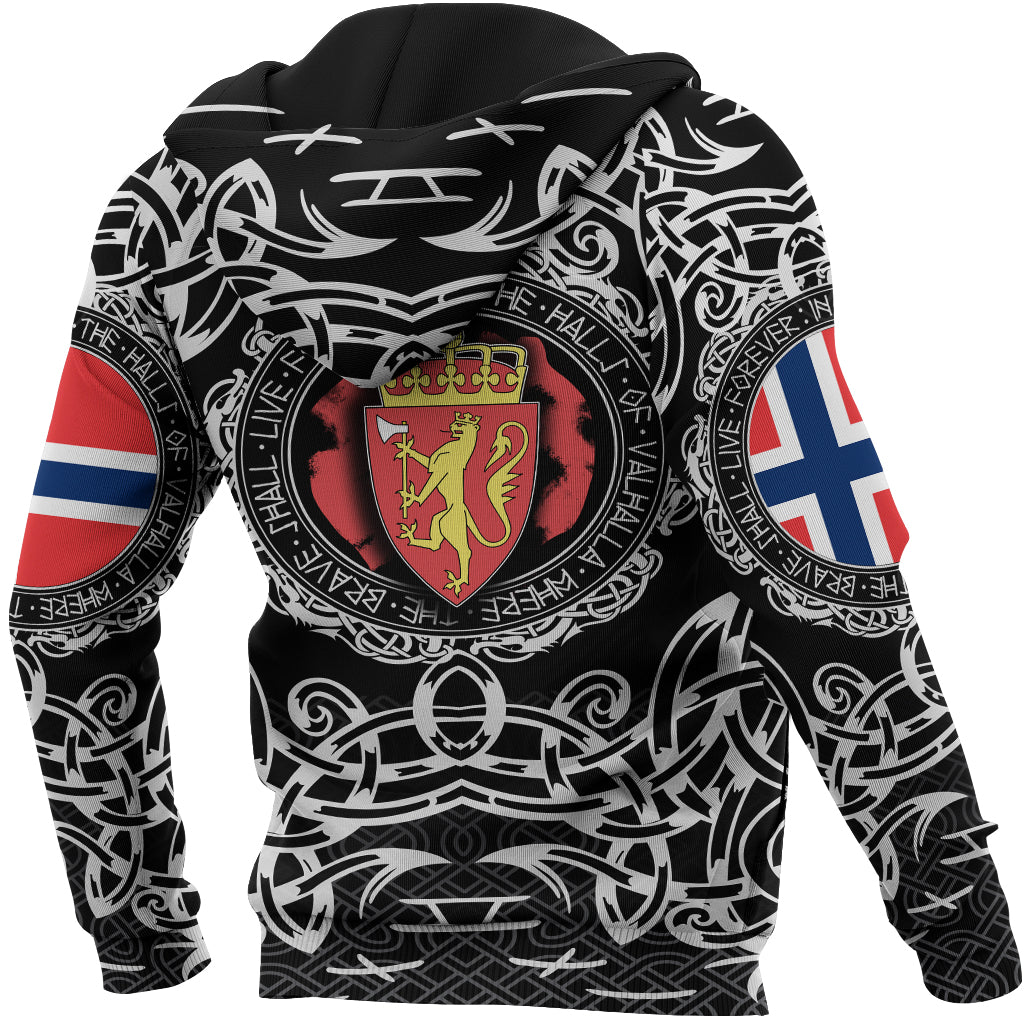 Viking Zip Hoodie - Norway Viking Pattern RLT12