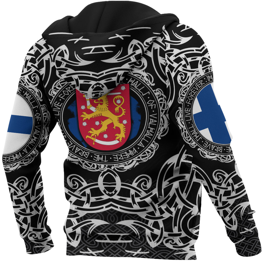 Viking Zip Hoodie - Finland Viking Pattern RLT12