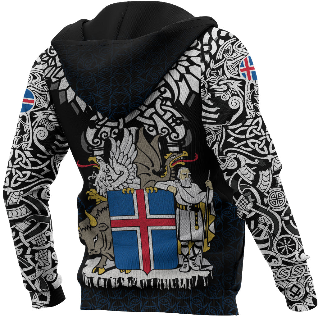 Viking Zip Hoodie - Iceland Viking Symbol RLT12