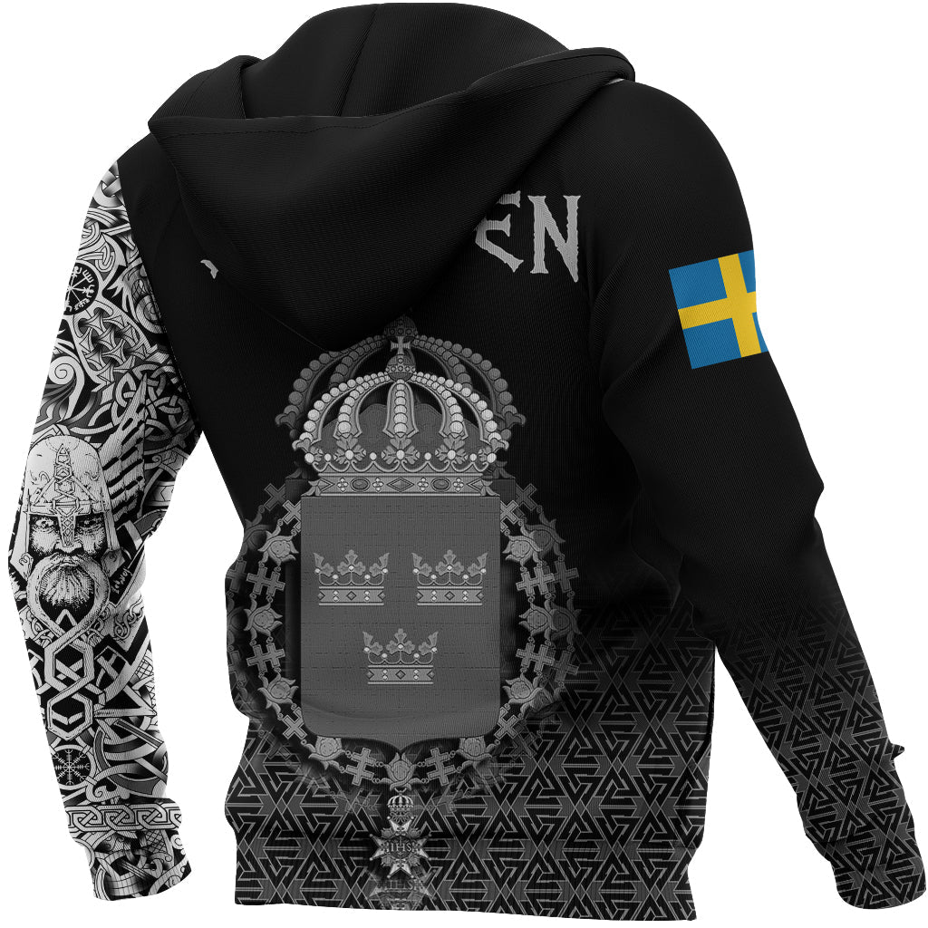 Viking Zip Hoodie - Sweden Coat Of Arms RLT12