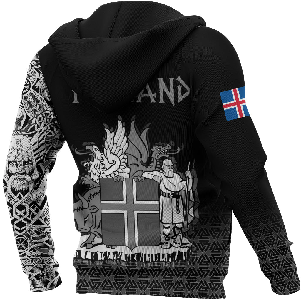Viking Zip Hoodie - Iceland Coat Of Arms RLT12