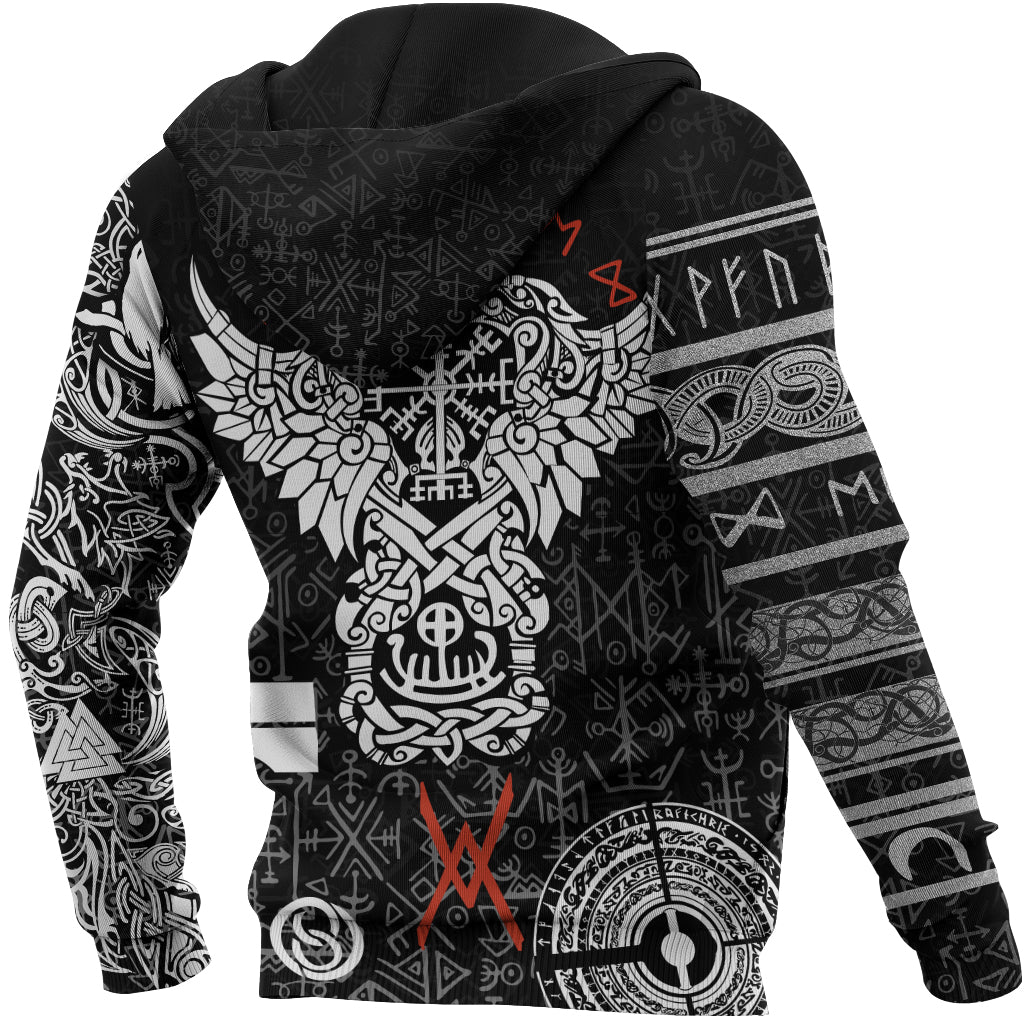 Viking Zip Hoodie - Odin and Raven Tattoo RLT12