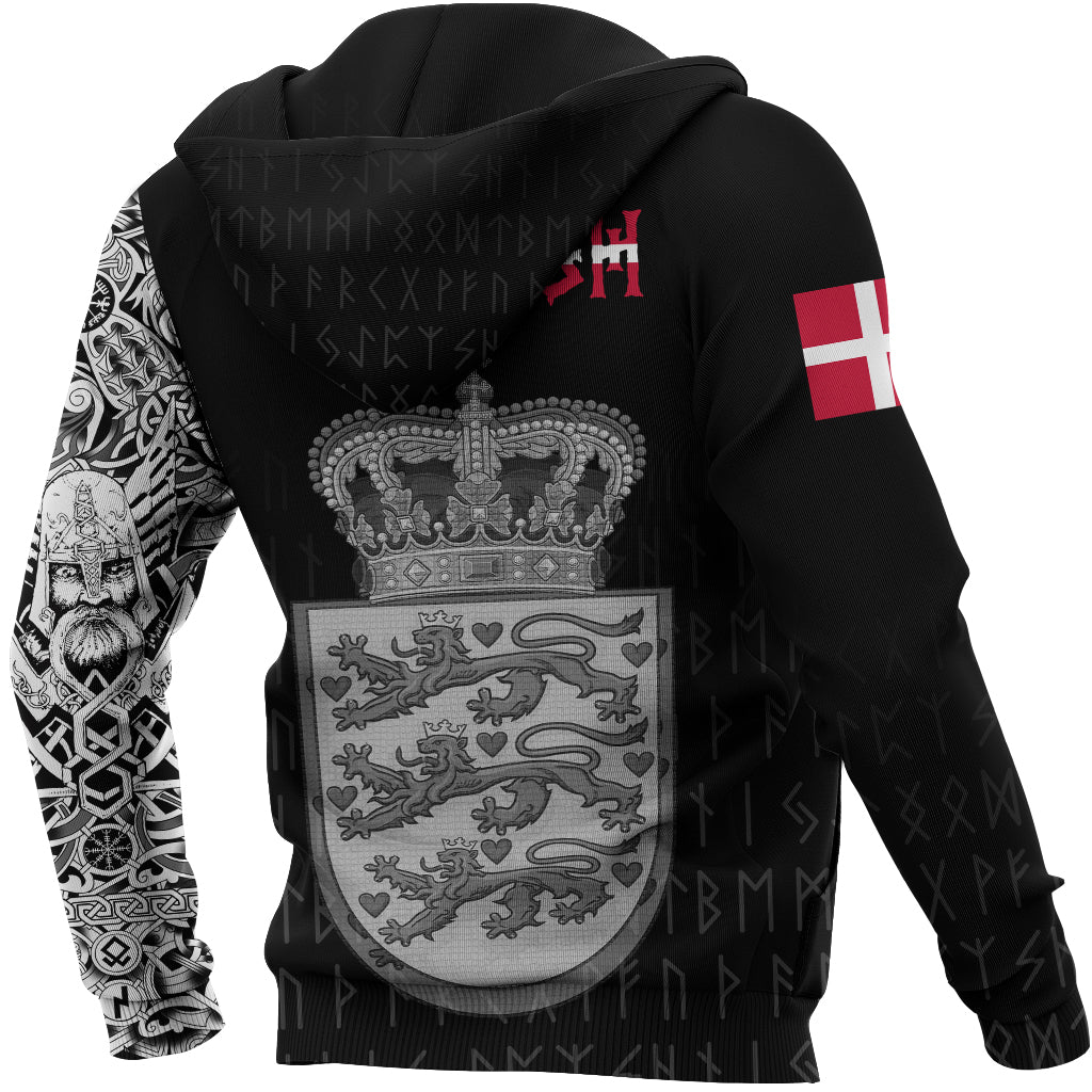 Viking Zip Hoodie - Danish and Raven Of Odin RLT12
