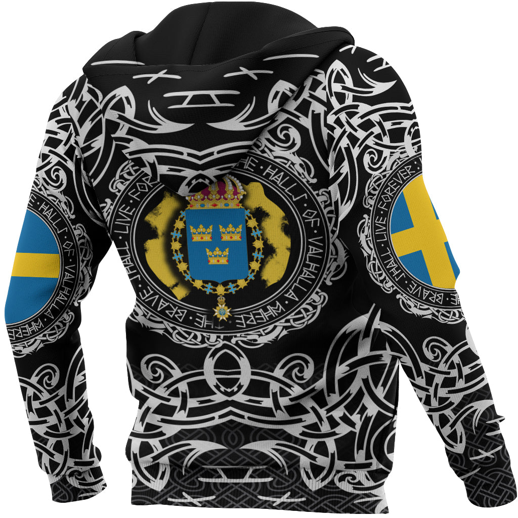 Viking Zip Hoodie - Sweden Viking Pattern RLT12