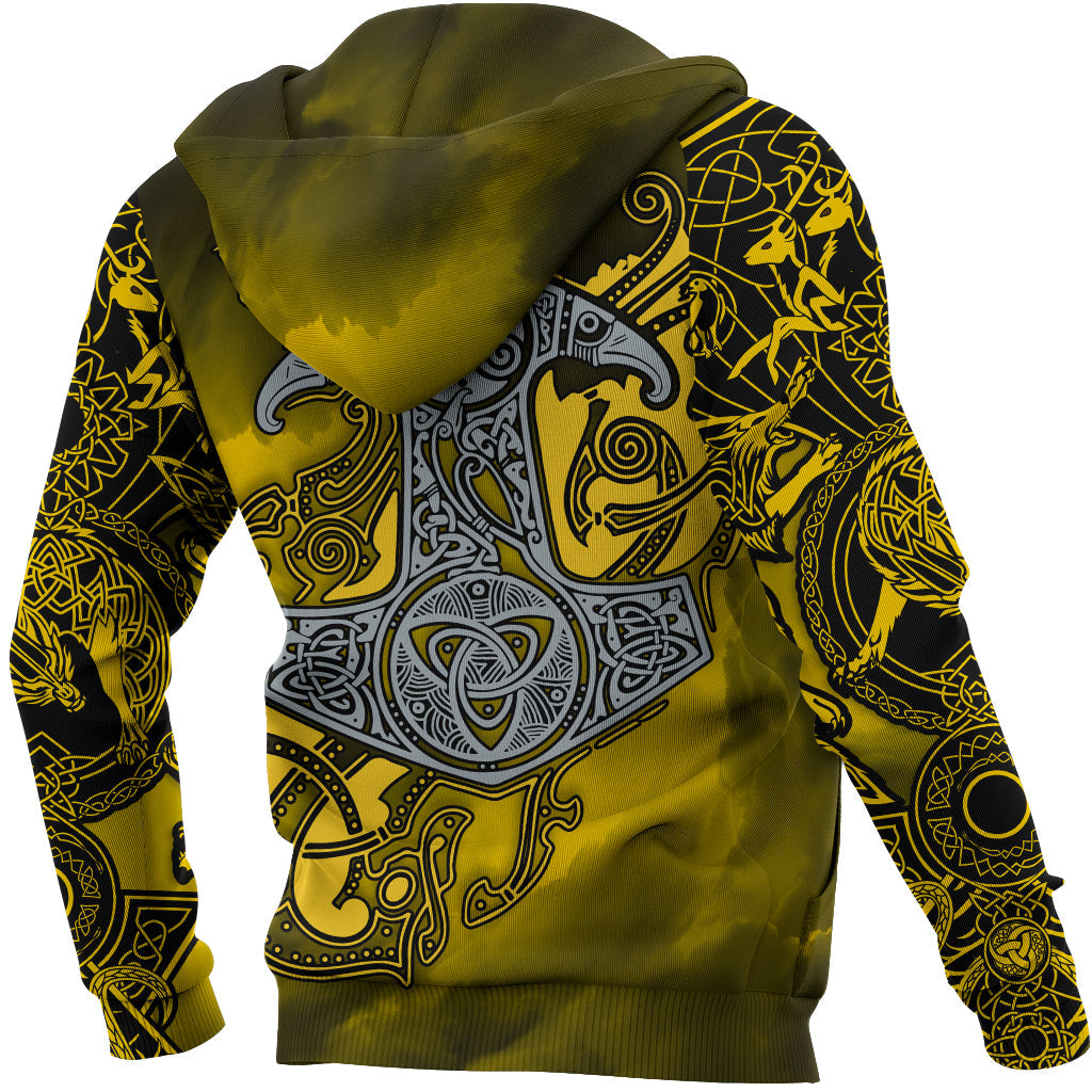 Viking Hoodie Fenrir and Mjolnir RLT12