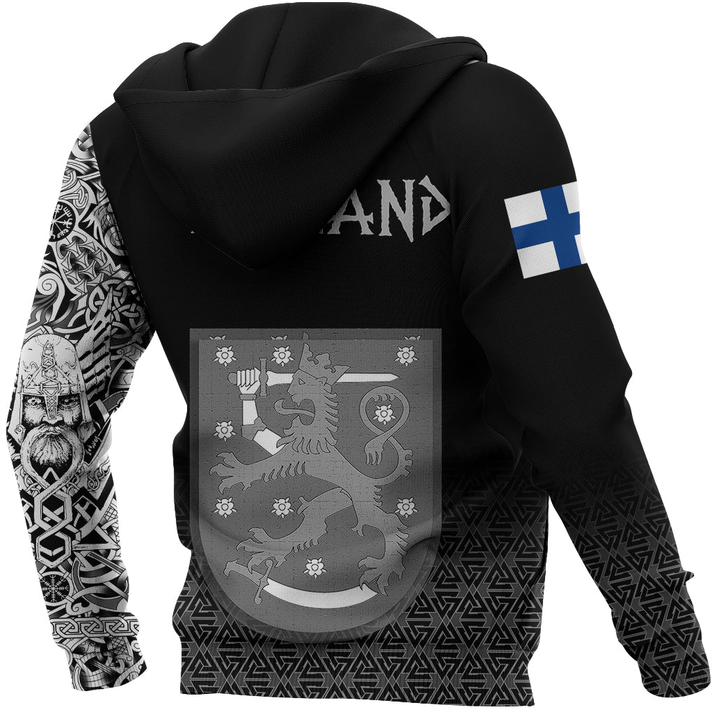 Viking Zip Hoodie - Finland Coat Of Arms RLT12