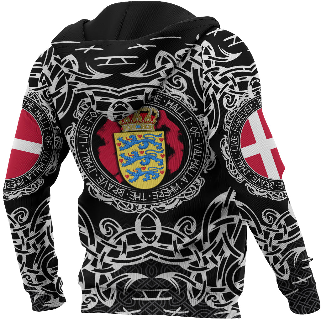 Viking Zip Hoodie - Denmark Viking Pattern RLT12