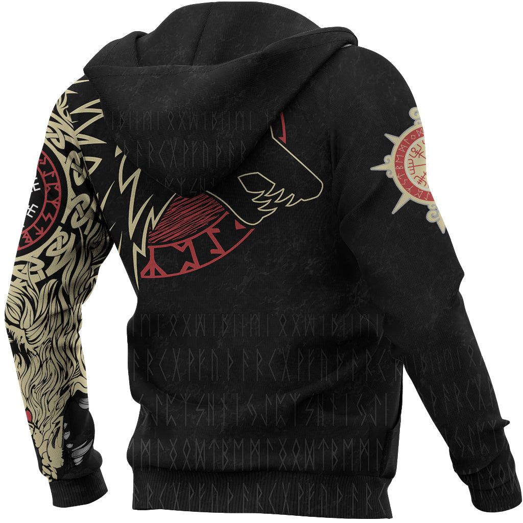 Viking Zip Hoodie - Norse Wolf RLT12