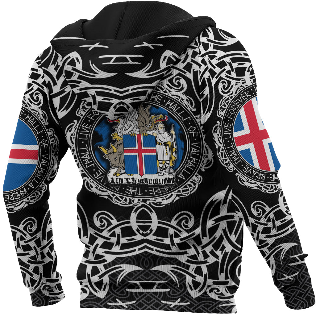 Viking Zip Hoodie - Iceland Viking Pattern RLT12