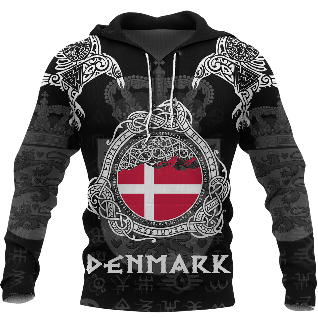 Viking Denmark Style Double Raven of Odin Hoodie RLT12