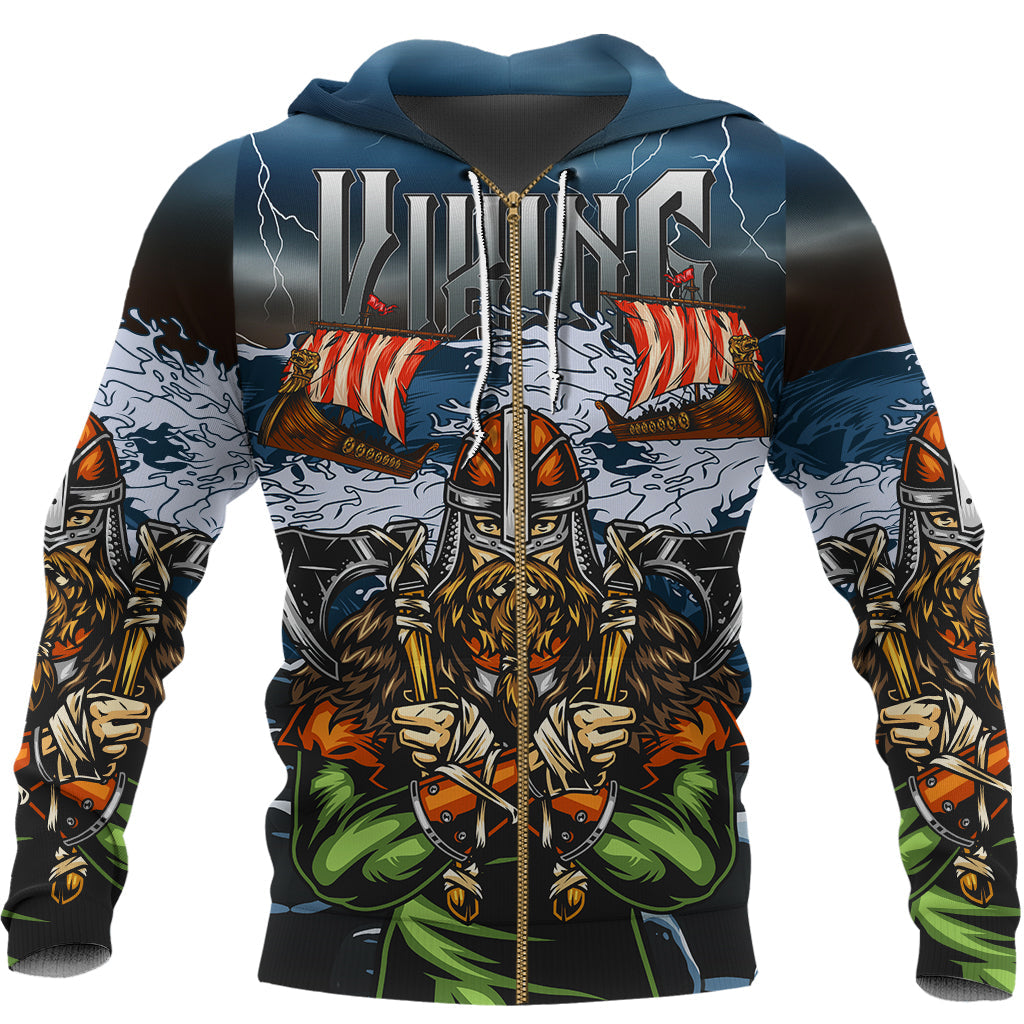 Viking Zip Hoodie 3D - Odin RLT12