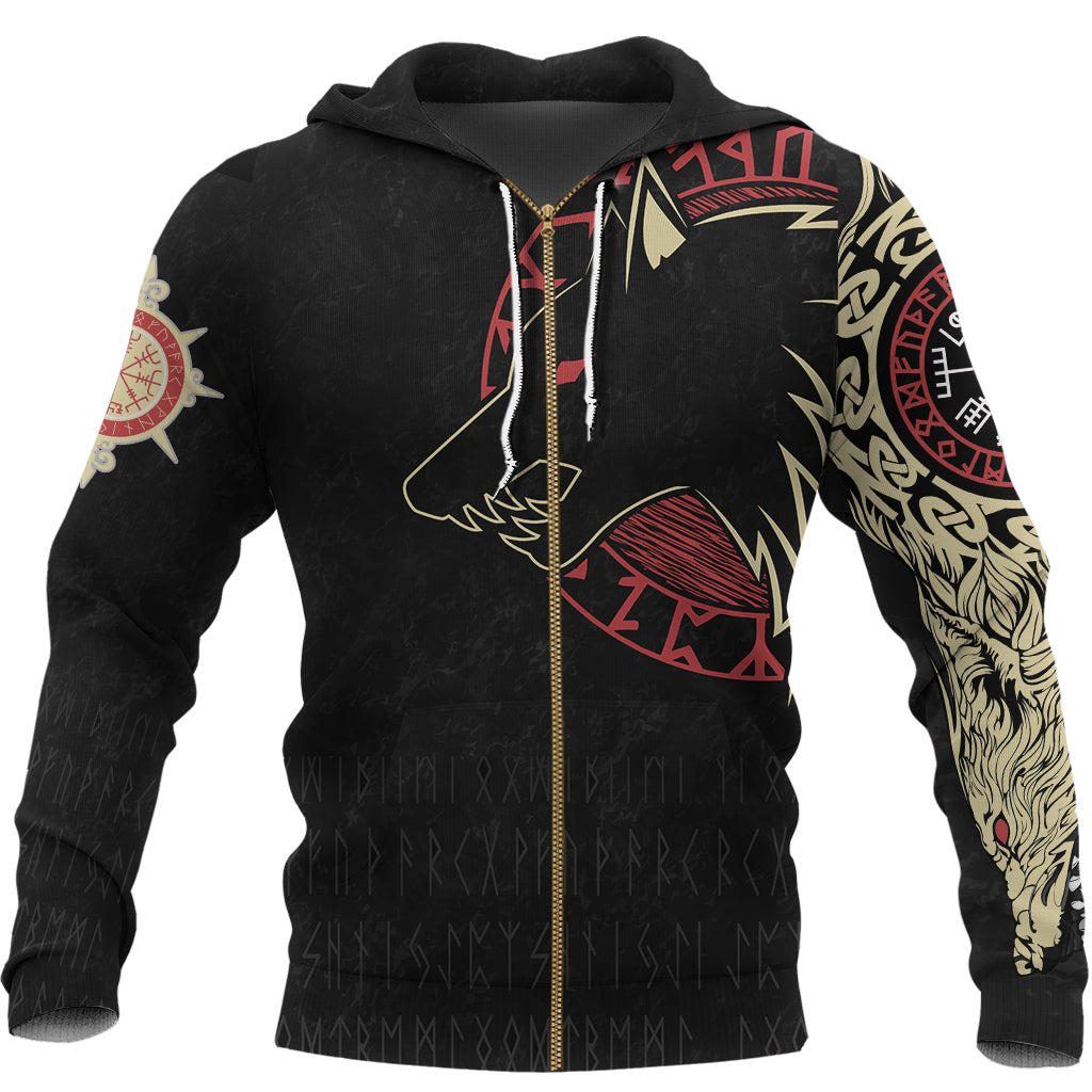 Viking Zip Hoodie - Norse Wolf RLT12