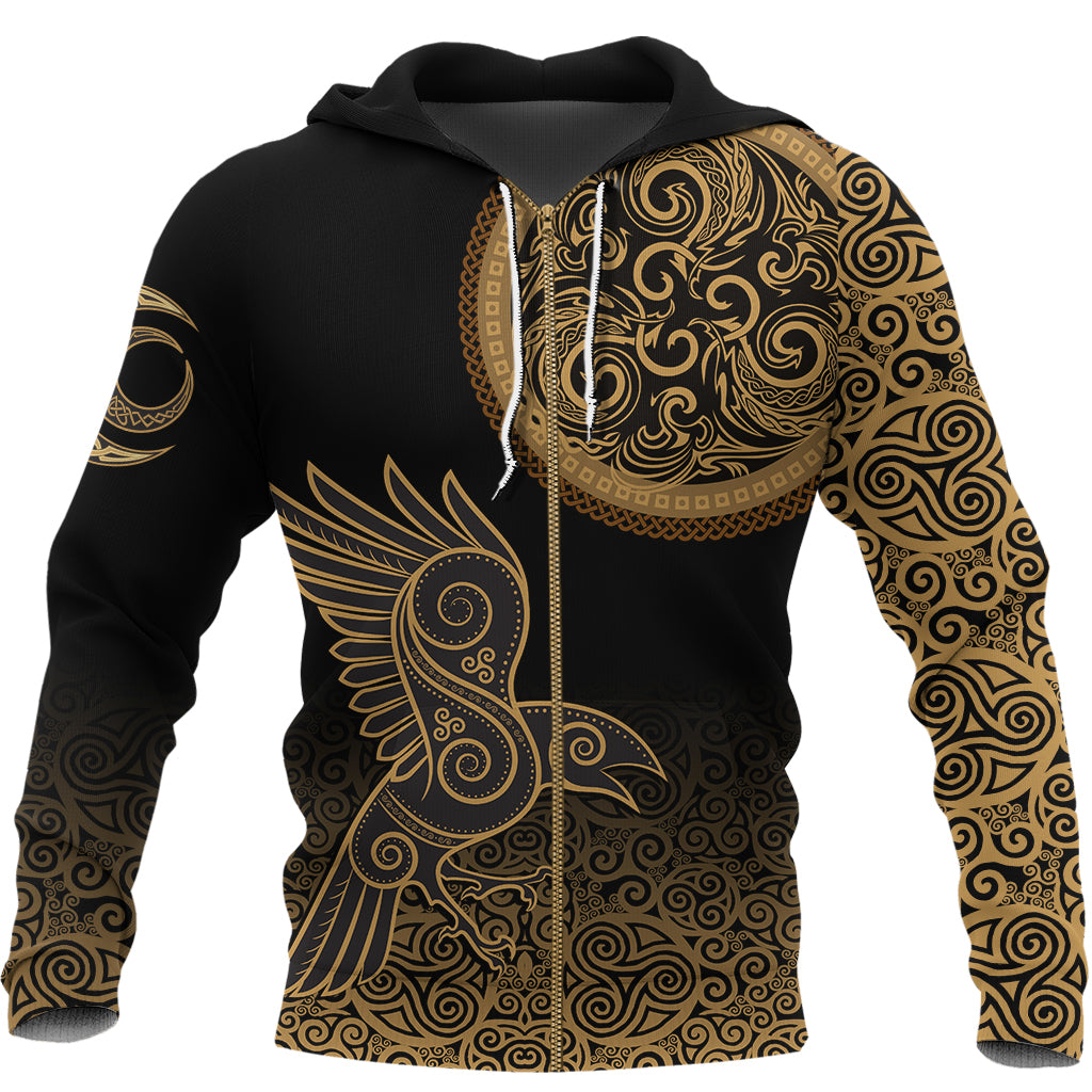 Viking Zip Hoodie - Triskele Raven Celtic RLT12