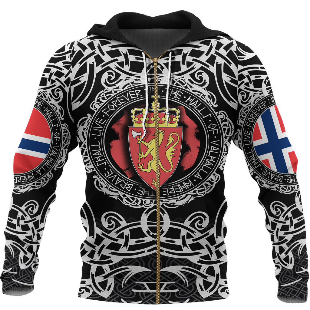 Viking Zip Hoodie - Norway Viking Pattern RLT12