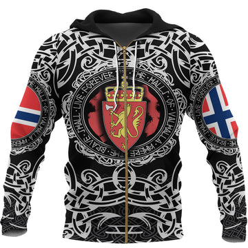 Viking Zip Hoodie - Norway Viking Pattern RLT12