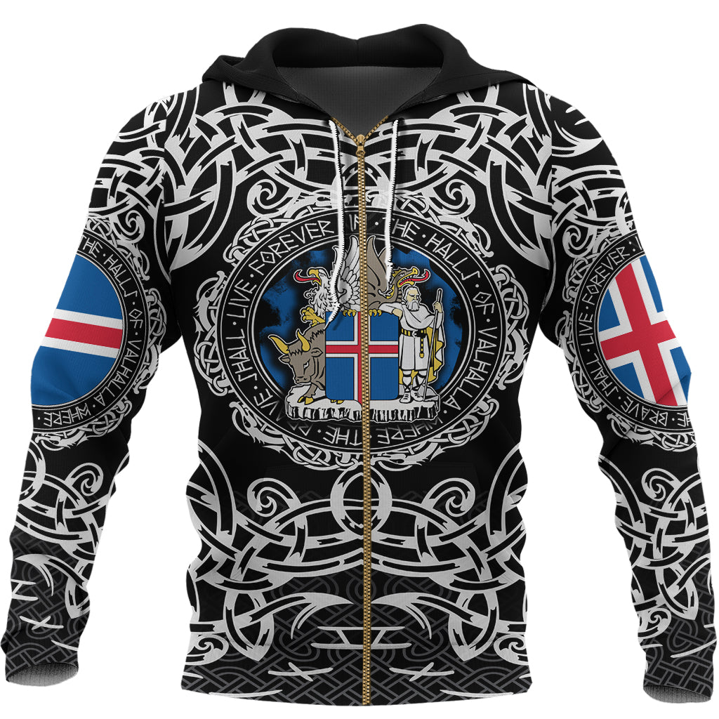 Viking Zip Hoodie - Iceland Viking Pattern RLT12