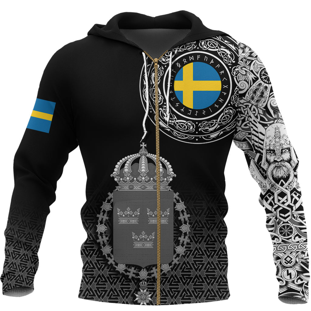 Viking Zip Hoodie - Sweden Coat Of Arms RLT12