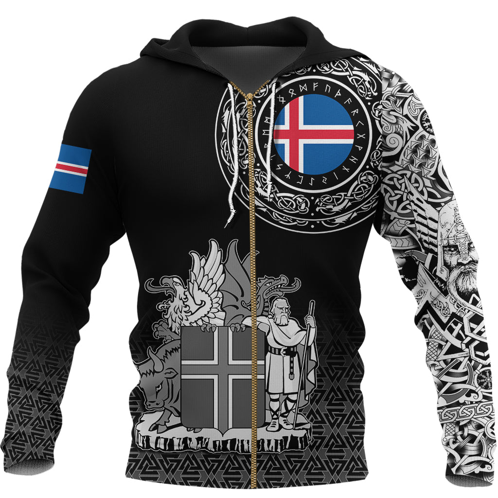 Viking Zip Hoodie - Iceland Coat Of Arms RLT12