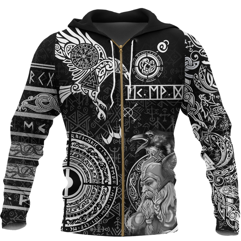Viking Zip Hoodie - Odin and Raven Tattoo RLT12