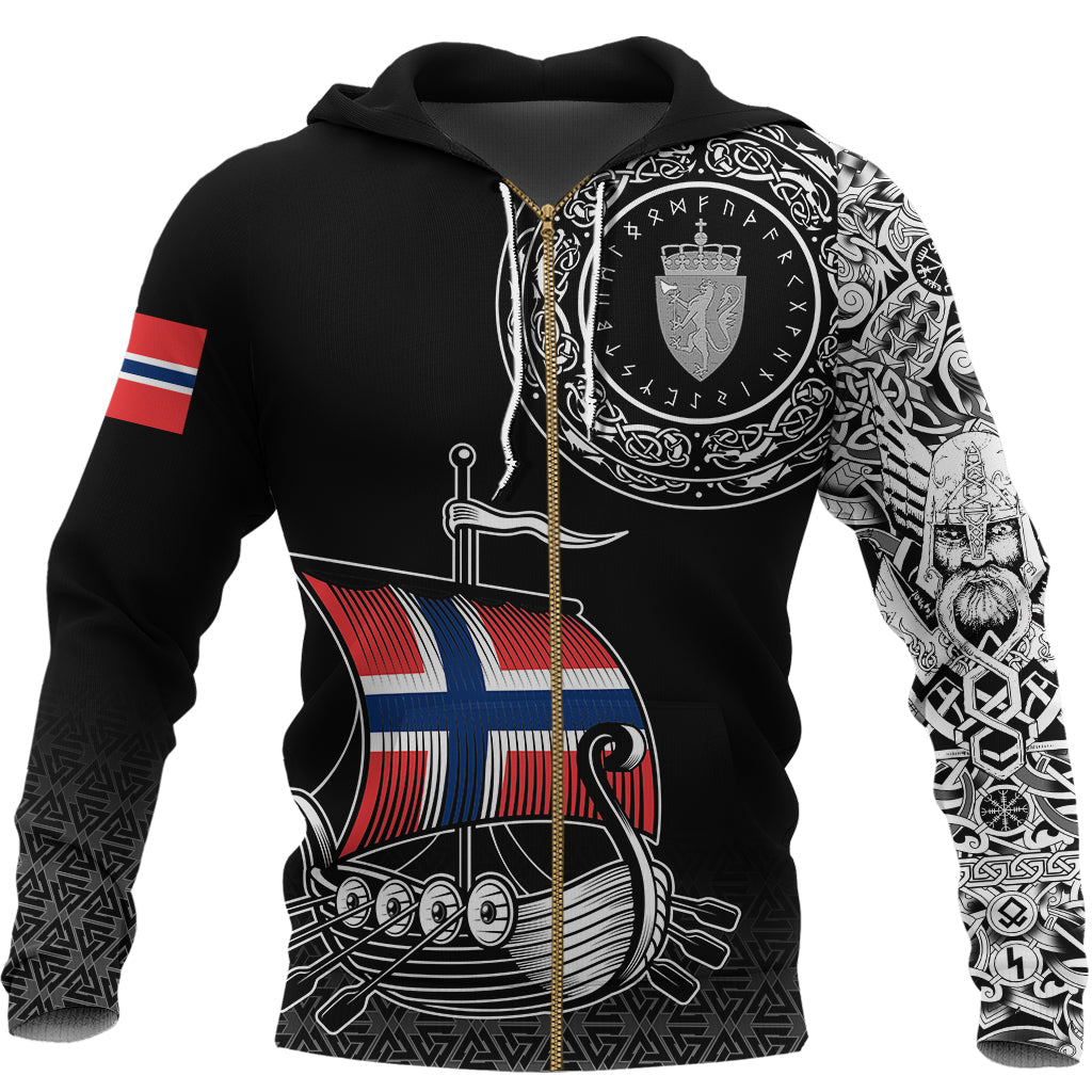 Viking Zip Hoodie - Norwegian Drakkar RLT12