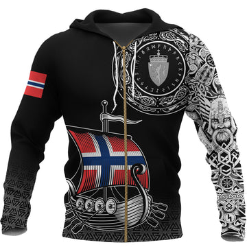 Viking Zip Hoodie - Norwegian Drakkar RLT12