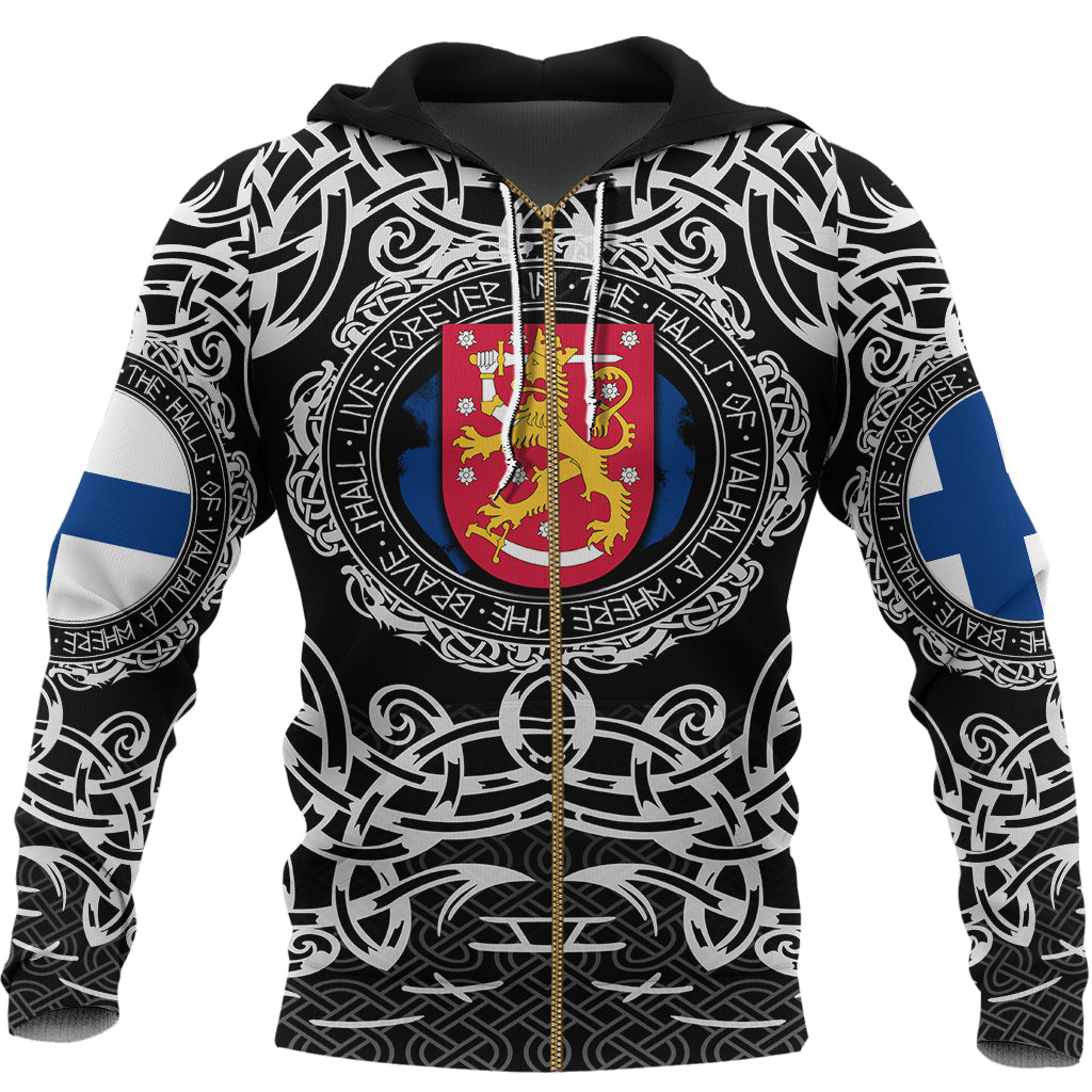 Viking Zip Hoodie - Finland Viking Pattern RLT12