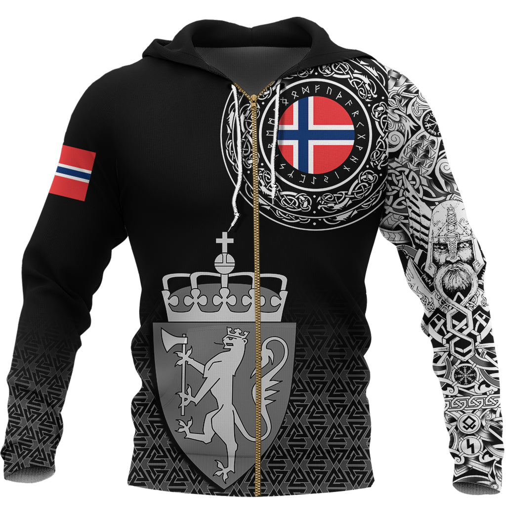 Viking Zip Hoodie - Norway Coat Of Arms RLT12