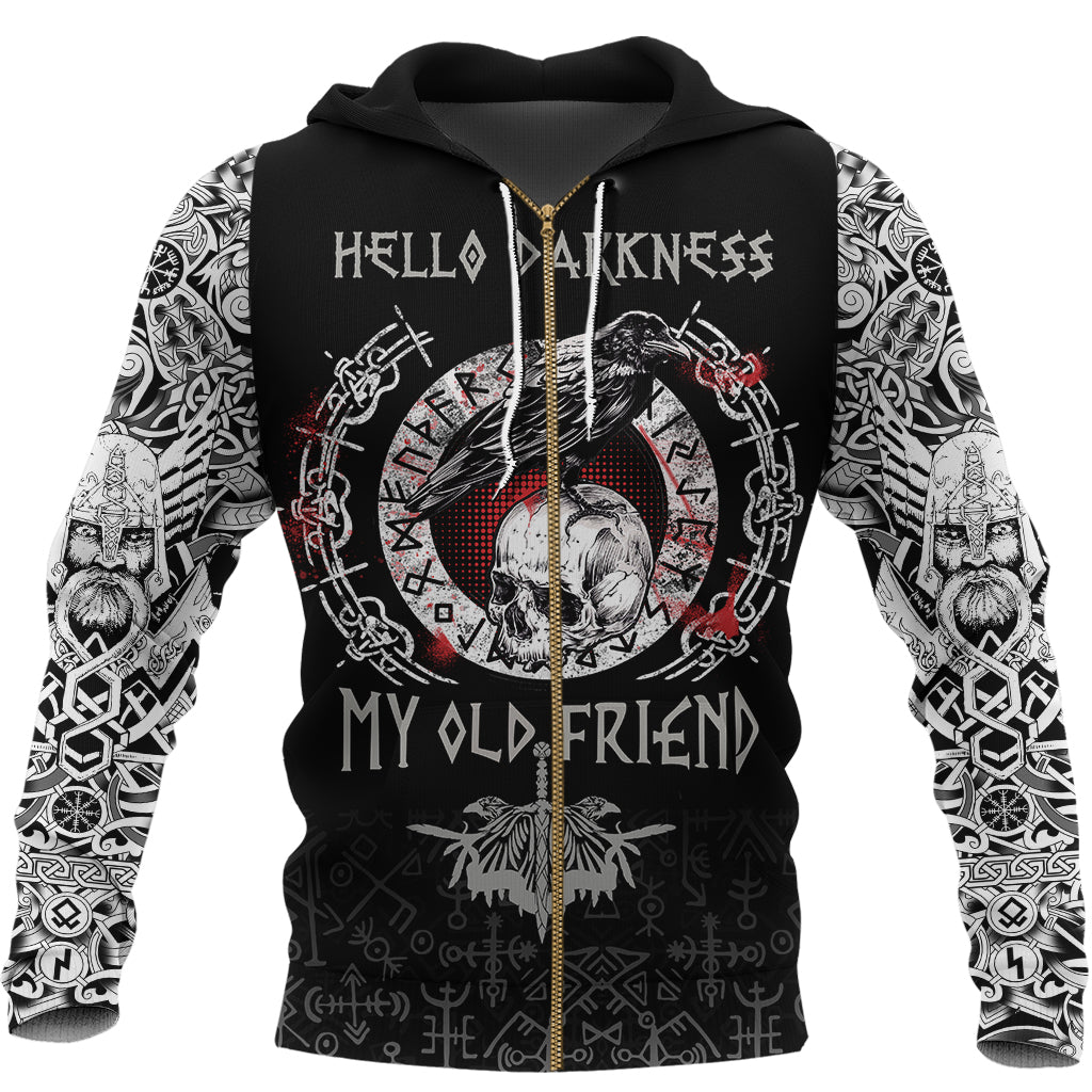 Viking Zip Hoodie - Raven and Skull RLT12