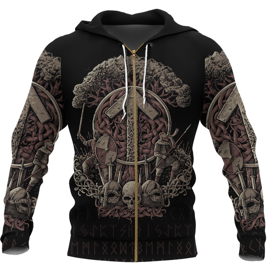 Viking Zip Hoodie - Teiwaz Rune RLT12