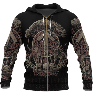 Viking Zip Hoodie - Teiwaz Rune RLT12