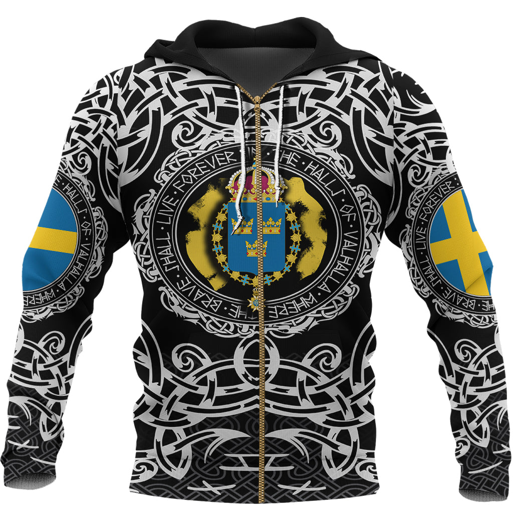 Viking Zip Hoodie - Sweden Viking Pattern RLT12