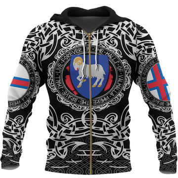 Viking Zip Hoodie - Faroe Islands Viking Pattern RLT12