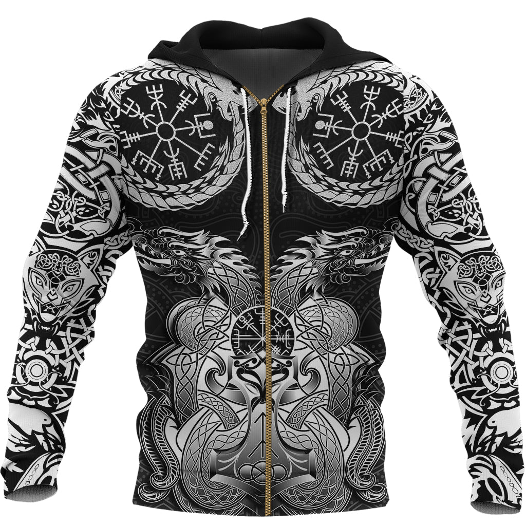 Viking Zip Hoodie - Dragon Tattoo RLT12