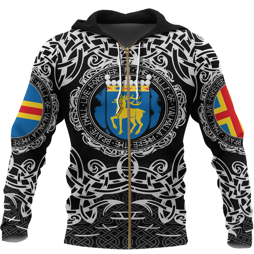 Viking Zip Hoodie - Aland Islands Viking Pattern RLT12