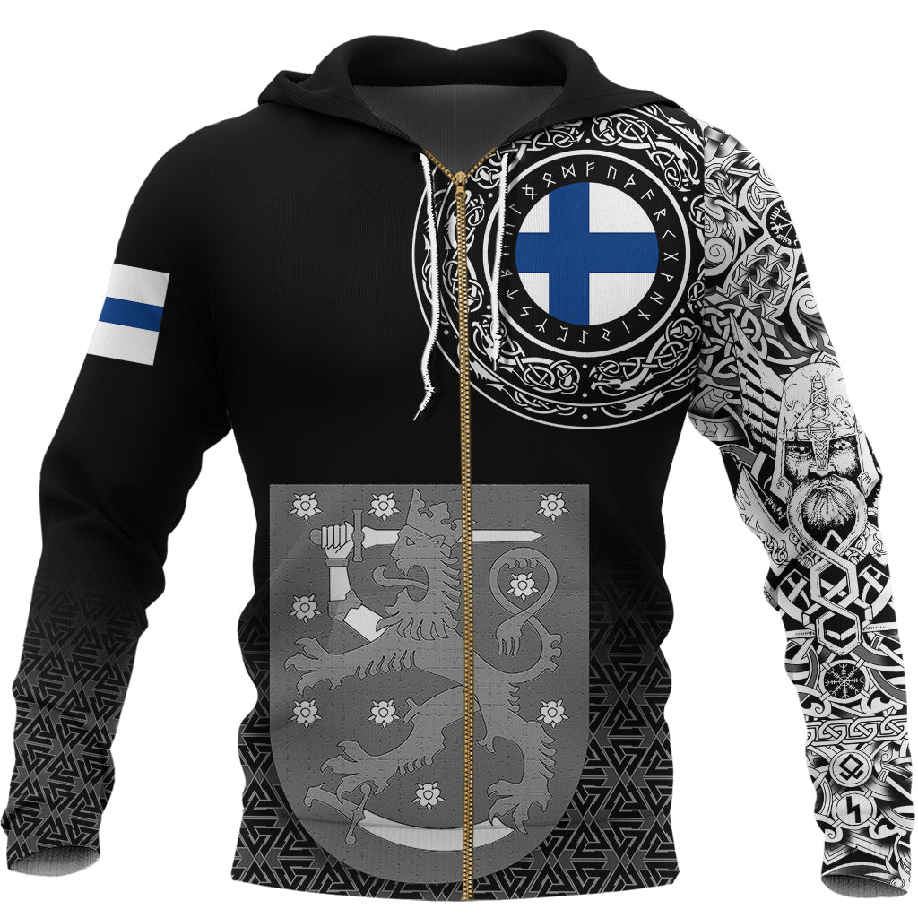 Viking Zip Hoodie - Finland Coat Of Arms RLT12