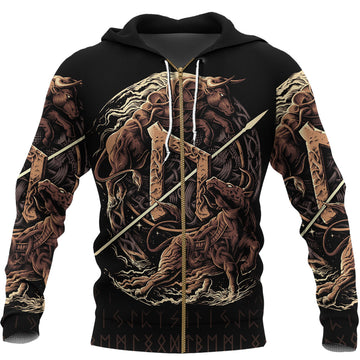 Viking Zip Hoodie - Uruz Rune RLT12