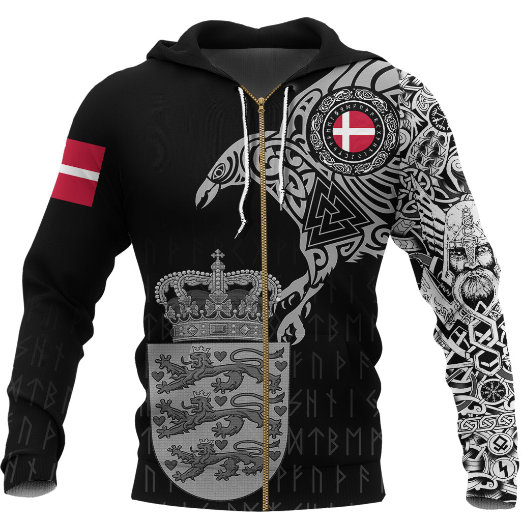 Viking Zip Hoodie - Danish and Raven Of Odin RLT12