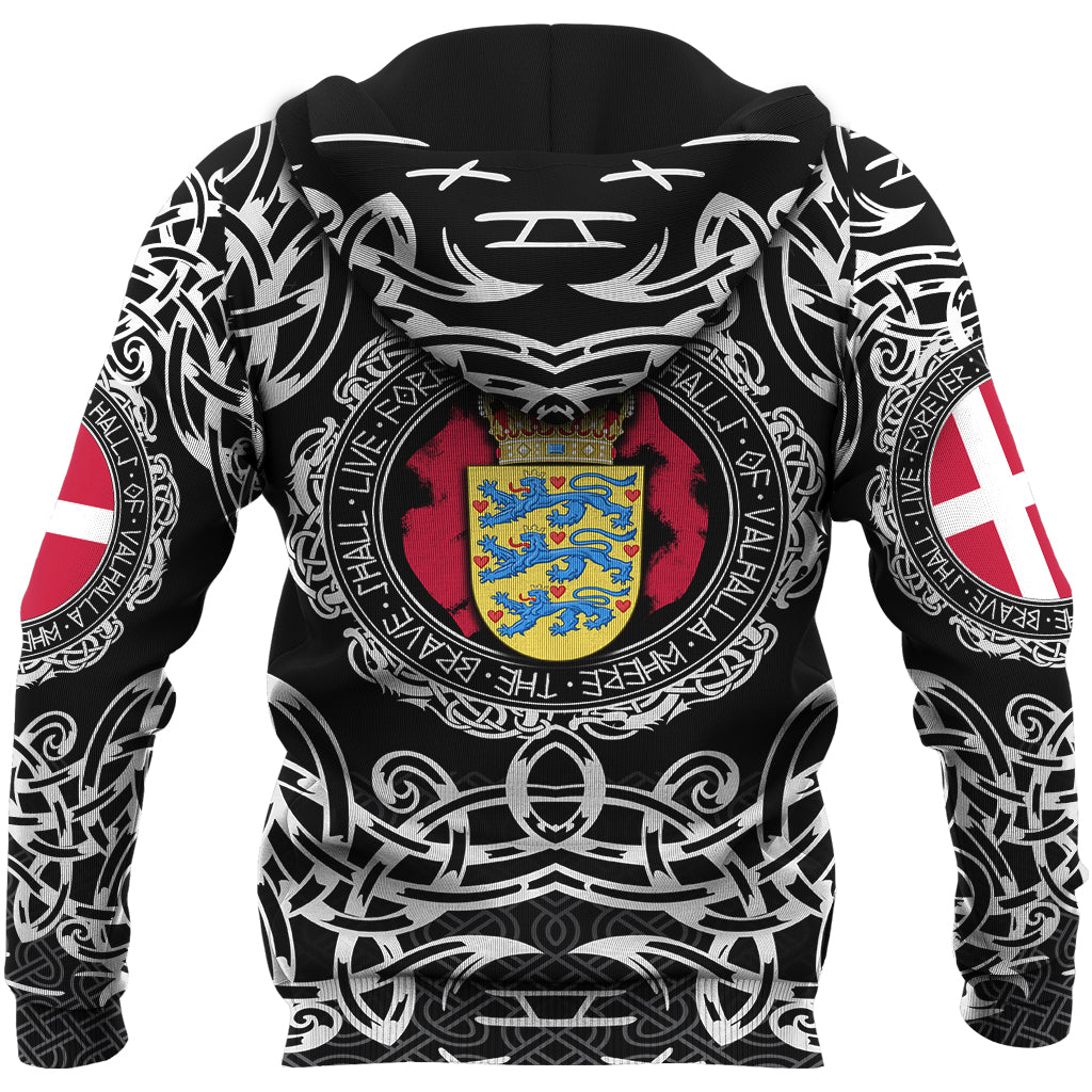 Viking Zip Hoodie - Denmark Viking Pattern RLT12