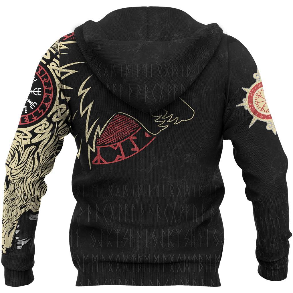 Viking Zip Hoodie - Norse Wolf RLT12